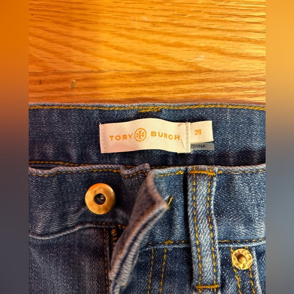 Tory Burch Wide Leg | White Fringe Connor | Cropped Bottom Jeans - Picture 3 of 5